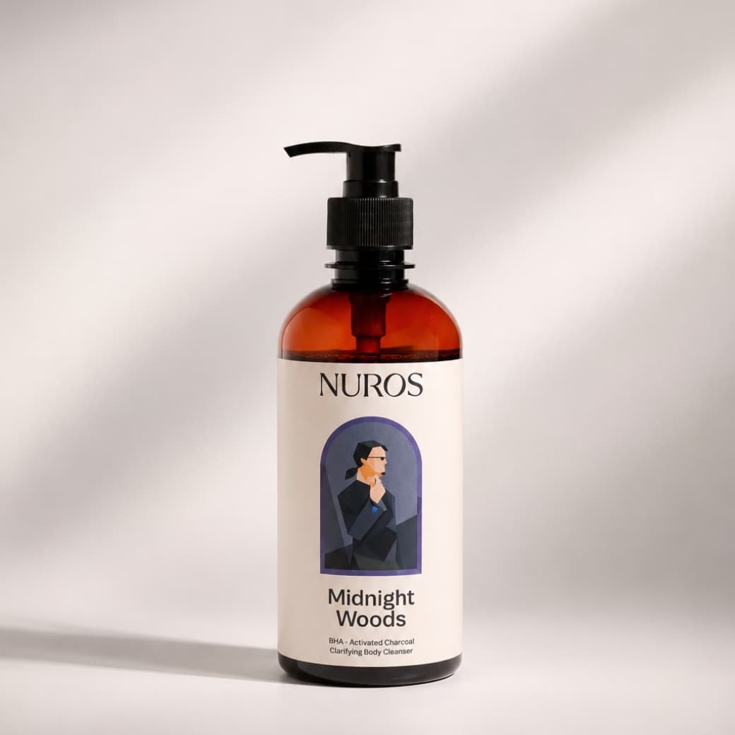 NUROS Midnight Woods bottle, studio packshot